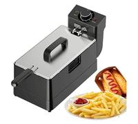 Freidora comercial de 220 V con cesta y tapa - 2000 W, capacidad de 5/10 l, acero inoxidable, temperatura ajustable for patatas fritas y donas(5l)