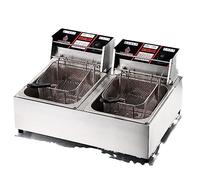 Freidora comercial de acero inoxidable, acero de doble tanque eléctrico con cestas Encimera eléctrica para uso en restaurantes y en el hogar