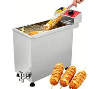 Freidora comercial de acero inoxidable para corn dogs, freidora eléctrica de 25 L para salchichas con queso y palitos de salchicha, rango de temperatura de 60 °C a 200 °C, 12 soportes para palitos