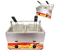 Freidora comercial de acero inoxidable para encimera de gas, profesional, 22L de gran capacidad, con cestas y tapa extraíbles, potencia de fuego ajustable, para papas fritas caseras de resta