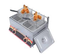 Freidora comercial de gas con cestas y tapas, gas/GLP de encimera de gran capacidad de 11L / 22L, mango ergonómico al tacto frío, revestimiento antiadherente de acero inoxidable, capacidad