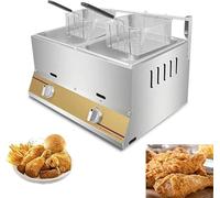 Freidora Comercial De Gas LPG Con Encimera De Acero Inoxidable Tapa Con Cesta Y Recipiente De Aceite Extraíble Para Cocinar Comida Familiar En Restaurantes Comerciales