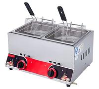 Freidora comercial de gran capacidad de encimera de acero inoxidable Gas GLP con cestas, 22L para uso en restaurantes y hogar