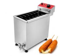 Freidora Comercial de Perritos Calientes con Queso, Freidora Eléctrica de Corn Dogs con 12 Ganchos y Tanque de Calefacción de Acero Inoxidable Para Tiendas de Snacks