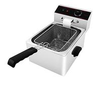 Freidora comercial eléctrica 3000W Doble 8L Filtro de aceite de cesta de freír grande con control de temperatura Contenedor de aceite extraíble de acero inoxidable gordo para el hogar, cilin