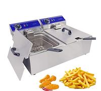 Freidora comercial eléctrica de acero inoxidable eléctrica de doble cilindro Cable frito Palitos de masa frita de pollo frito 2 X 6 L