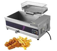 Freidora comercial Freidora eléctrica Doble tanque individual Encimera Papas fritas de acero inoxidable, Gas eléctrico fácil de limpiar (25L)