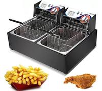Freidora comercial Frittierte Maschine Fat Con Cesta, Control de Temperatura Ajustable 50~200°C, Mango De Seguridad Y Sartén De Patatas Fritas Antiadherente, Fat S Para El Hogar, Fácil Limpi