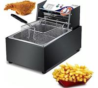 Freidora comercial Frittierte Maschine Fat Con Cesta, Control de Temperatura Ajustable 50~200°C, Mango de Seguridad Y Sartén Antiadherente para Chips, Fat S Para el Hogar, Fácil Limpieza (Co
