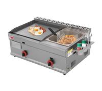 Freidora comercial, plancha de restaurante manual de alta resistencia con tapa plana Uso de gas licuado o gas, parrilla portátil de acero inoxidable Parrilla de placa caliente para barbacoa
