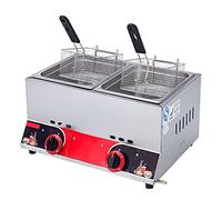 Freidora comercial profesional de acero inoxidable a gas GLP - Diseño de doble canasta con llama ajustable para una cocción eficiente - Ideal para cocinas y catering