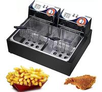 Freidora con cesta, control de temperatura ajustable de 50 a 200 °C, asa de seguridad y bandeja antiadherente para freír, ideal para uso doméstico y comercial, fácil de limpiar (color: Estilo 1)