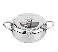 Freidora con Termómetro, Sartén Profunda Acero Inoxidable Olla Tempura, Control Temperatura, Inducción, Rejilla Antiadherente para Frituras
