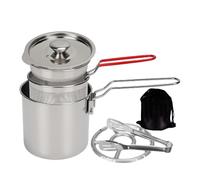 Freidora de 7 piezas de acero inoxidable - 1,2 L Mini freidora con cesta y tapa | Olla portátil, cocina en casa, camping, picnic, , pollo y pescado