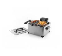 Freidora de aceite profunda Progress 5L - 2 x 2,5L, Cesta extraíble antiadherente y tapa, 150-190°C, Ventana de visualización, Control de temperatura ajustable, Mango de tacto frío, 2000W