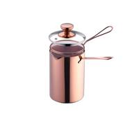 Freidora de acero inoxidable 304 con cesta colador y tapa, freidora pequeña que ahorra aceite, freidora multifuncional con asa (oro rosa)