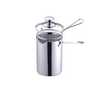 Freidora de acero inoxidable 304 con cesta coladora y tapa, freidora pequeña de ahorro de aceite, freidora de aceite con asa para freír pescado, camarones, pollo y papas fritas (plata)