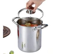 Freidora de acero inoxidable 304 con cesta de malla, tapa antisalpicaduras y asa antideslizante. El colador cuenta con un diseño de gancho, ideal para freír y cocinar