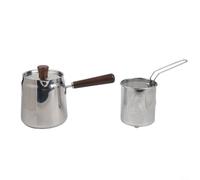 Freidora de acero inoxidable 304 con cesta y mango de madera de nogal para inducción de gas, filtro de aceite, 1,5 L (A-3)