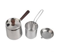 Freidora de acero inoxidable 304 con mango de nogal, cesta de malla, capacidad de aceite de 1.5L/2.0L, base antideslizante para cocinar de forma segura en gas, placas de inducción (A-3)