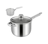 Freidora de acero inoxidable con cesta - 38 x 19,5 x 13 cm, sartén portátil para freír pescado y pollo, de pollo, encimera de camping, picnic, , uso | Juego de herramientas de cocina para