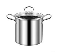 Freidora de acero inoxidable con pantalla de filtro, olla de aluminio de 3,5 L con cesta, no para sartén para patatas fritas para cocina y barbacoa al aire libre, olla de cocina de aceite de mango