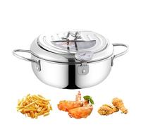 Freidora de acero inoxidable - Freidora profunda con estante de drenaje de | Tempura estilo Jaese de acero inoxidable 304, fácil de limpiar y usar, perfecta para patatas fritas de tempura