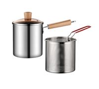 Freidora de acero inoxidable - Olla portátil con control de temperatura y tapa, freidora de duradera para el hornillo | Freidora Tempura para cocina de inducción, perfecta para freír crujientes