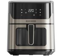 BLACK+DECKER BXAF6500E - Freidora de aire sin aceite de 1600W, 6,5L, hasta 1300g de patatas, ventana transparente en la cesta, temperatura de 80 a 220ºC, 8 programas
