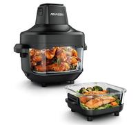 Freidora de Aire Airmsen 4,5L + 1,2L 1500W con 4 modos y tapa de vidrio