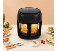 Freidora de aire caliente 3,3 l freidora de aire caliente inteligente de 1350 W sin aceite con temporizador, control de temperatura 80-190 ℃, pantalla táctil y ventana de visualización grande, para 2