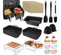 Freidora de aire caliente accesorio para Ninja Foodi AF300EU AF400EU AF500EU 7,6L/8L/9L/9L/9,5L Dual Zone Freidora de aire caliente Incluye molde de silicona, parrilla, molde de silicona