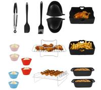 Freidora de aire caliente, accesorios con bandeja de silicona, soporte para pinchos de barbacoa, pincel de aceite, pinza de cocina, guantes, caja de pan, molde para tartas P/hilips Na350, freidora de