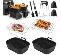 Freidora de aire Caliente Accesorios para Ninja, Airfryer Accesorios para Ninja Foodi AF400EU AF451EU 9,5L Ninja Double Stack XL SL400EU con Molde de Silicona Plegables, Rejilla para Freidora de Aire