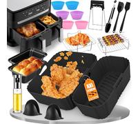 Freidora de aire caliente Accesorios para Tefal EY9018 Dual Easy Fry 5,2/3,1 L - Accesorios para airfryer Incluye molde de silicona, parrilla, moldes para pan, pinzas de cocina, spray de aceite, etc