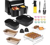 Freidora de aire caliente Accesorios para Tefal Ey9018 Dual Easy Fry 5,2/3,1 L, incluye molde de silicona, parrilla, botella pulverizadora de aceite, moldes para tartas, moldes para pan, etc.