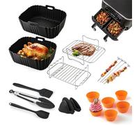 Freidora de aire caliente de 18 piezas Accesorios para Ninja Foodi Max Dual Zone AF400EU AF300EU 9.5L Airfryer Accesorios para Double Stack XL SL400EU Molde de silicona Freidora de aire caliente para