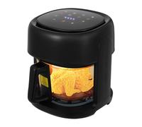 Freidora de aire caliente de 3 L, minifreidora sin aceite, carcasa de acero inoxidable negra, calefacción rápida de 1350 W, 80-190 °C, temporizador de 1 a 120 minutos, ventana de cristal, apagado