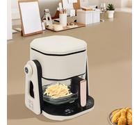 Freidora de aire caliente de 4,5 L, con función de parrilla, 1200 W, pantalla LCD, ventana de cristal de borosilicato, temporizador 60 min, 50-220 °C, color blanco