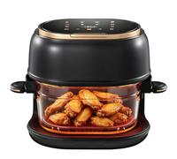 Freidora de aire caliente de 4 L, 1350 W, 9 en 1, multifuncional, pantalla táctil, con cesta de cristal y ventana, 8 programas inteligentes y temporizador de 24 horas, freír, asar, hornear para