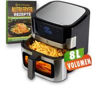 Freidora de aire caliente NUTRI-FRYER de acero inoxidable, 8L, 2000W, calor superior e inferior
