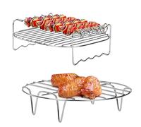 Freidora de aire caliente, rejilla y rejilla de vapor, accesorio para airfryer de 7 pulgadas, juego de rack, con 4 agujas de hornear, rack multiusos de doble capa, para freidoras de aire caliente