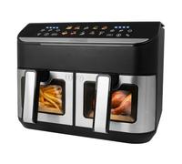 Freidora de aire caliente XXL 9L Dual con 2 cestas, doble Airfryer Family 2900 W, función de sincronización, 10 programas automáticos, calor superior e inferior DuoHeat, pantalla táctil a color, 80