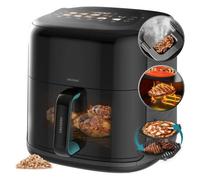 Cecotec Freidora de Aire sin Aceite 8,5L Plancha Grill Doble Resistencia Ahumador Integrado Air Fryer Cecofry&Grill Smokin'Prime 8500. 2300W, Pared Divisoria Móvil, 40-200 °C