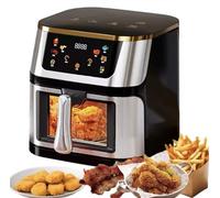 Freidora de aire de 2.800W, horno eléctrico de gran capacidad visible de acero inoxidable de 10L,freidora eléctrica multifuncional con pantalla táctil.