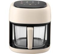 Freidora de aire de gran capacidad para el hogar de 4,5 l, freidora de aire biliar interna de vidrio visible, freidora eléctrica multifuncional, potencia de 1350 W, control de temperatura y canasta+