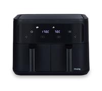 H.koenig FRY900 Freidora de Aire con Doble Cesta 2x 4.5L y 8 Programas 2400W Negra