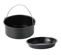 Freidora de aire, juego de accesorios de 2 piezas, sartén antiadherente para pizza y bandeja para tartas para una fácil limpieza (6 pulgadas)
