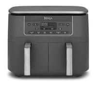 Ninja Freidora de aire con compartimento doble, 2 cajones, 7,6 l, 6 en 1, sin aceite, fríe con aire, gratina, asa, hornea, recalienta, deshidrata, cestas antiadherentes, gris metalizado DZ300EU