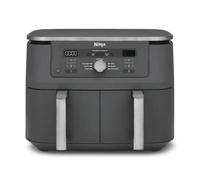 Ninja MAXFreidora de aire sin aceite con compartimento doble, 2 cajones, 9,5 l, 6 en 1, sin aceite, Air Fry, Max Crisp, Roast, Bake, Reheat, Dehydrate, cestas antiadherentes, gris metalizado DZ400EU